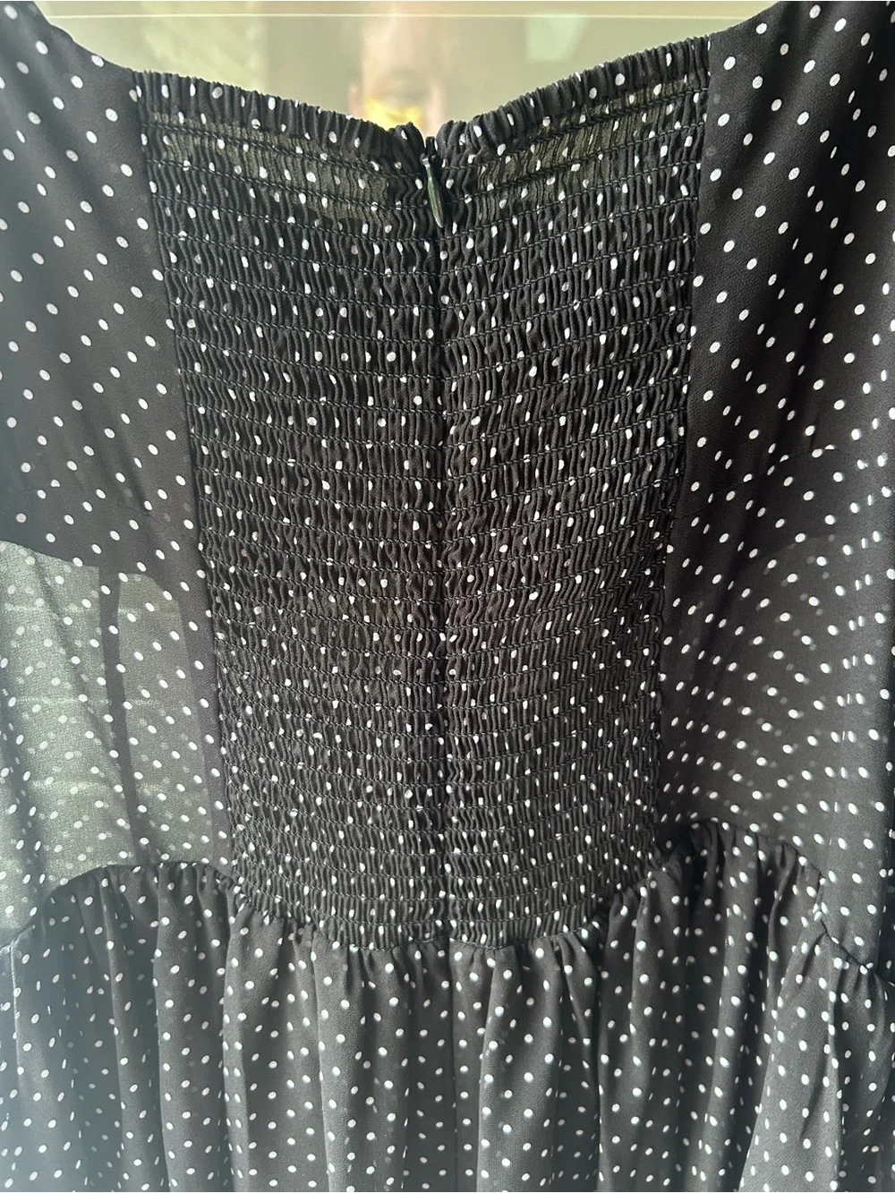 Reformation Black w/White Dots Mini Dress w/Sheer Middle Except For Zipper. 10